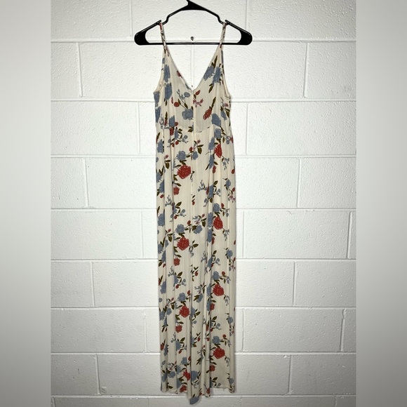 < American Eagle Outfitters Cream Floral Jumpsuit > - Picture 4 of 5